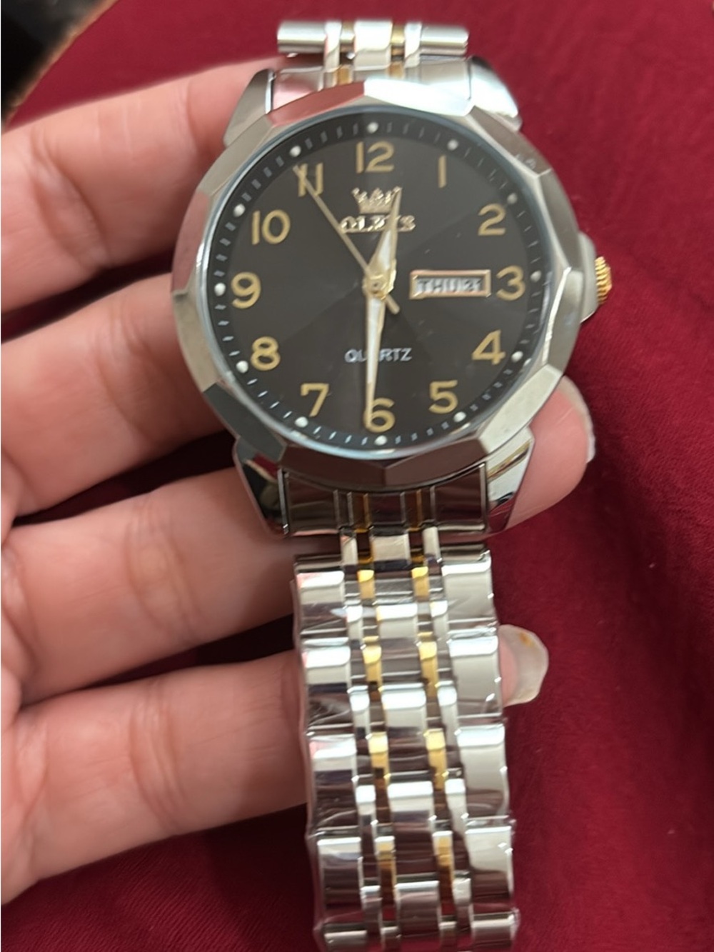 Veto Two-Tone Silver and Gold Men’s Quartz Watch with Black Dial